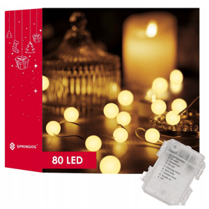 Karácsonyi fényfüzér 80 LED meleg fehér